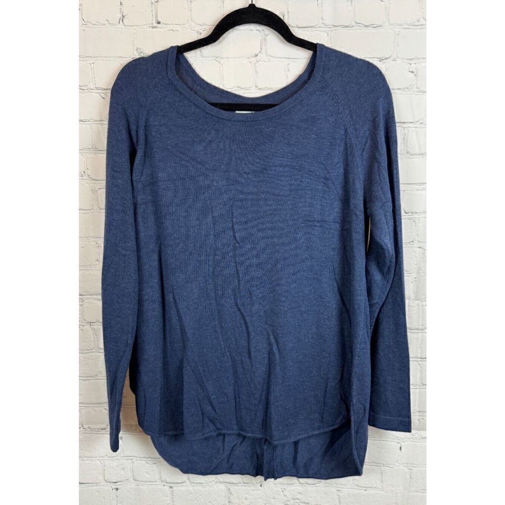 MAGASCHONI blue rayon blend back buttoned sweater pullover size M
